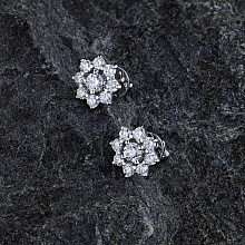 14K White Gold Earring Studs with 18 Round-Cut Lab-Created Diamonds 1.126 CT.TW