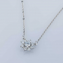 14K White Gold Necklace with 9 Round-Cut Lab-Created Diamonds 0.588 CT.TW