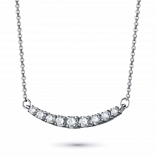 14K White Gold Necklace with 9 Round-Cut Lab-Created Diamonds 0.495 CT.TW