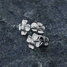 14K White Gold Earring Studs with 2 Round-Cut Lab-Created Diamonds 0.032 CT.TW